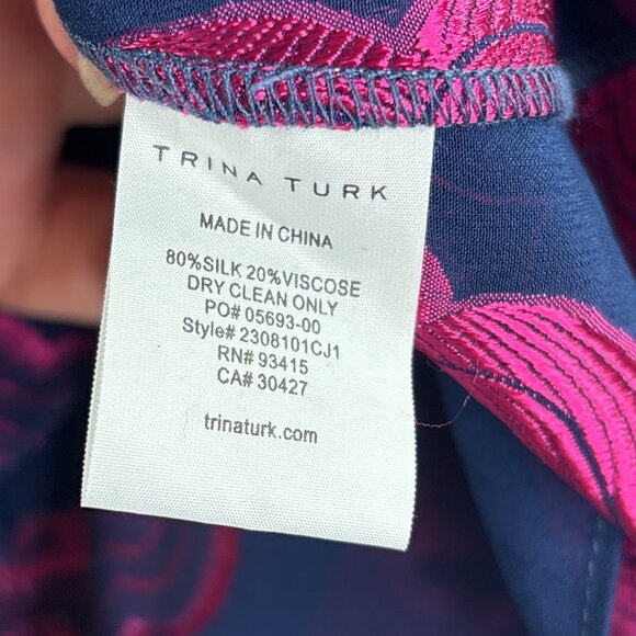 Trina Turk Women's St Marks Silk Blend Button-Up Blouse Size XL Blue/PInk NWT - Picture 14 of 16